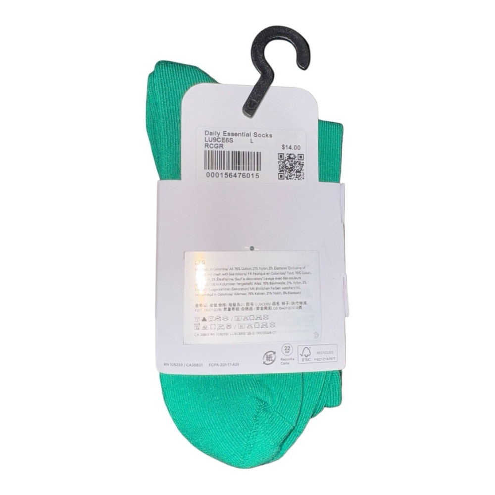 Lululemon Daily Essential Quarter Socks – Raceway Green – NWT – Multiple Sizes - Picture 5 of 9